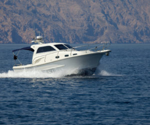 Boat cruising on the sea