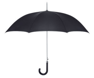 Black umbrella on white background